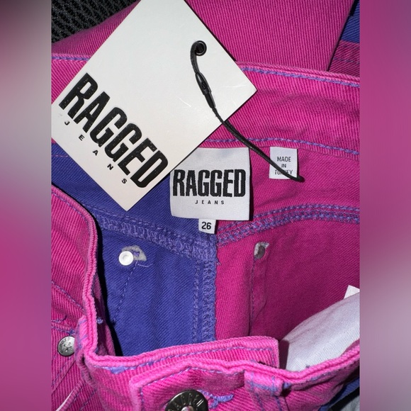✨🆕 Dolls Kill Ragged Priest Pink / Purple 26” Waist Colorblock Jean - Picture 4 of 5
